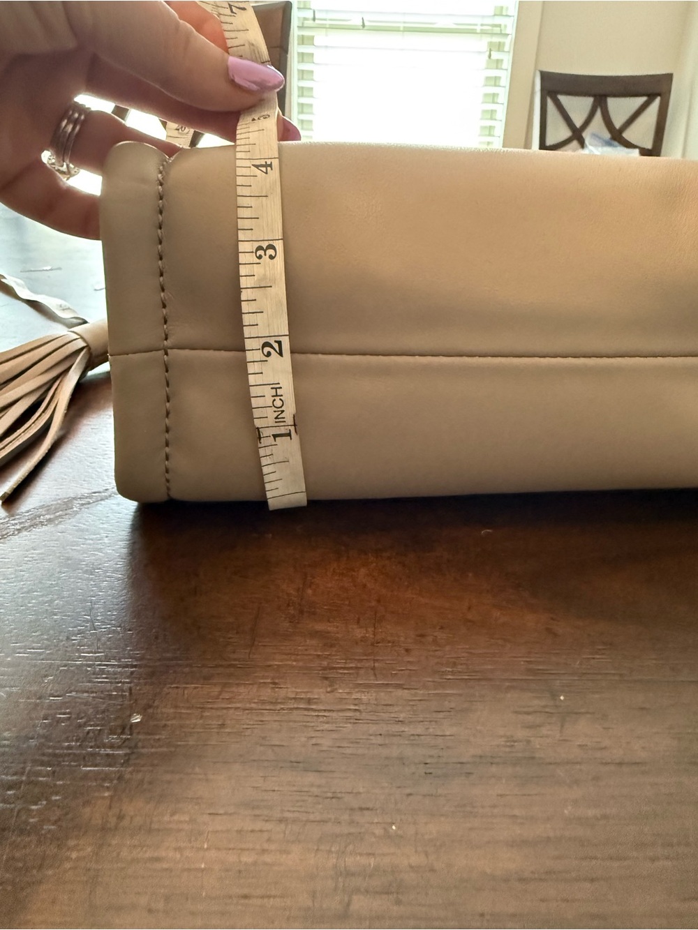 Light grey Hobo bag with tassels - Picture 6 of 9